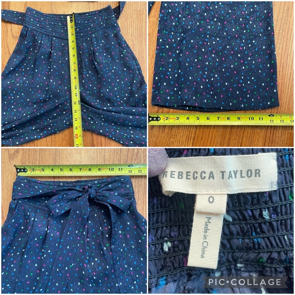 Rebecca Taylor Jacquard Silk Speckled Dot Pant in Navy Comb size 0 - Picture 12 of 13